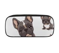 French Bulldog Pencil Case Waterproof Leather Pencil Pouch Multi-purpose Aesthetic Makeup Bag Cute Pen Bag Large Cosmetic Bag for Office Stationery, Travel