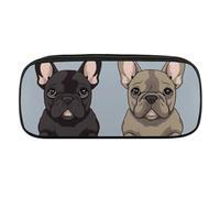 French Bulldog Pencil Case Waterproof Leather Pencil Pouch Multi-purpose Aesthetic Makeup Bag Cute Pen Bag Large Cosmetic Bag for Office Stationery, Travel