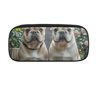 French Bulldog Pencil Case Waterproof Leather Pencil Pouch Multi-purpose Aesthetic Makeup Bag Cute Pen Bag Large Cosmetic Bag for Office Stationery, Travel