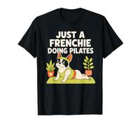 French Bulldog Pilates Workout Dog Lover Humor Value Graphic T-Shirt, Men, Black, S