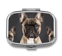 French Bulldog Pill Box 2 Compartment - Small Metal Medicine Organizer Portable Pill Case for Purse Pocket Travel Vitamin Organizer for Men Women, BPA-Free