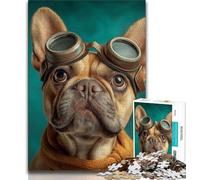 French Bulldog Pilot Jigsaw Puzzles for Teenagers 1000 Jigsaws,Toys Educational Games Stress Relieving Wishlist with Santa Claus 50x75cm