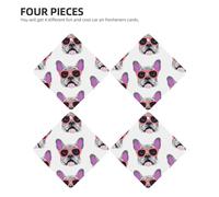 French Bulldog Pink Glasses Car Air Fresheners 4 Pcs, Funny Hanging Car Air Fresheners Cute Long Lasting Scented Mirror Hanging Decoration Ornaments Gift Interior Decor Accessories For Men Women