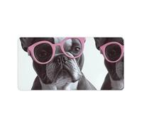 French Bulldog Pink Glasses Keyboard Mat Large Gaming Mouse Pad, Anti-Slip Desk Mat for Desktop Desk Work/Home Writing Mat 11.8 * 23.6 Inches