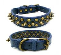 French Bulldog Pitbull Dogs Collar Retro Golden Rivet Studded Leather Pet Collar for Small Medium Large Dogs Spiked Neck Strap