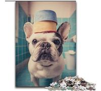 French Bulldog Plays with Toilet Paper Jigsaw Puzzles for Teenagers 1000 Piece, Challenging Game And Family Play with Matching Poster And Trivia Sheet 50x75cm