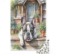 French Bulldog Portrait 1000 Pc Sturdy Cardboard Jigsaw Puzzle Couple Partners Challenging Game Brain Training Decoration 52x38cm/1000pcs