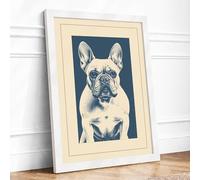 French Bulldog Portrait Modern Framed Wall Art Print A2 (59.4×42cm) White, Wall Decor for Living Room, Bedroom, Office & Home, Ready to Hang, Art Gift