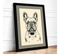 French Bulldog Portrait Vintage Framed Wall Art Print A1 (84.1×59.4cm)
