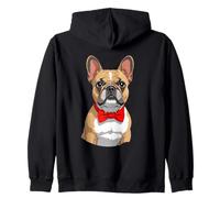 French Bulldog Portrait with Red Bowtie Illustration Zip Hoodie