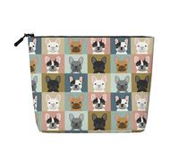 French Bulldog Portraits Pattern Dog, Cosmetic Bag Imitation Linen Makeup Bag Portable Travel Toiletry Bag