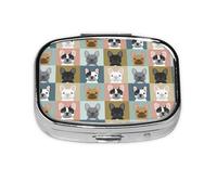 French Bulldog Portraits Pattern Dog,Meta Pill Box 2 Compartment Medicine Case,Portable Organizer