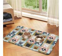 French Bulldog Portraits Pattern Dog,Waterproof Pet Feeding Mat,PU Leather Placemats for Cat Dog Water Bowl,Food Mats,40x60cm