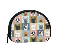 French Bulldog Portraits Pattern Dog, Women's Storage Bag Shell Makeup Bag Small Coin Purse Shell Change Pouch