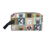 French Bulldog Portraits Pattern DogLarge Capacity Cosmetic Organizer,Travel Makeup Bag for Women