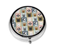 French Bulldog Portraits Pattern DogMeta Pill Box 3 Compartment Medicine Case,Portable Organizer
