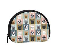 French Bulldog Portraits Pattern DogSmall Makeup Sanitary Napkin Storage Bag,Women's Cosmetic Coin Purse