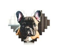French Bulldog Print Building Brick Block Puzzle Heart Shape Brick Puzzle 3D Jigsaw DIY Home Decor