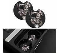 French Bulldog Print Car Coasters 2 Pack Car Cup Holder Pad Absorbent Coaster for Drinks Non-Slip Car Cup Pad Cute Cup Mat for Car Assecories