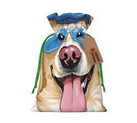 French Bulldog Print Christmas Burlap Drawstring Gift Bags Reusable Gift Bags, Holiday Packaging With Rustic Charm