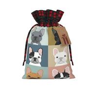 french bulldog Print Christmas Drawstring Gift Bags,Gifts Wrapping Bag for Xmas Birthday Holiday Party