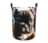 French Bulldog Print Circular Laundry Hamper for Clothes Storage Basket Organize Household Essentials