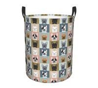 french bulldog Print Circular Laundry Hamper for Clothes Storage Basket Organize Household Essentials