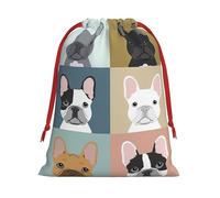 french bulldog Print Drawstring Gift Bags For Christmas,Holiday Party Gift Wrapping Bag Assorted Sizes