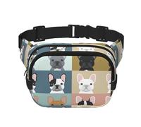 french bulldog Print Fashion Waist Packs Square Layer Waist Bag Black Belt Bag with Adjustable Strap, Black, One Size