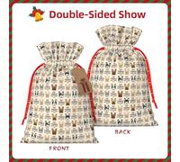 French Bulldog Print Festive Christmas Bag Drawstring Gift Reusable Sack For Holiday Presents Xmas