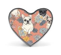 French Bulldog Print Lapel Pin Elegant Heart Shape Brooch Badge Funny Personalized Pinback Button Badge Fashion Cute Heart Brooch Pins for Bag Jacket Clothes Accessories
