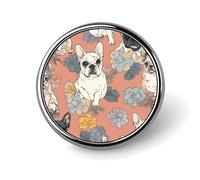 French Bulldog Print Lapel Pins Metal Pin Badge Personalized Pinback Button Badges Classic Round Badge Recognition Enamel Lapel Pin for Jackets, Backpacks, Bags