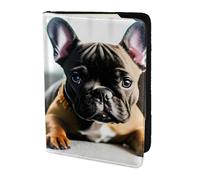 French Bulldog print Leather Card Case Travel Accessories Passport Holder Cover Wallet for Women Men, Black, One Size