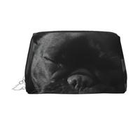French Bulldog Print Leather Cosmetic Pouch, Leather Makeup Bag for Purse with Top Zip Closure Stylish Toiletry Bag