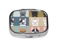 French Bulldog Print Pill Box, 2 Large Compartmensts to Moistureproof Portable Pill Box Organiser for Travel