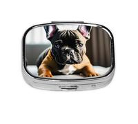 French Bulldog Print Pill Case Portable Square Pill Box with 2 Compartments,for Purse Pill Box Travel Bag