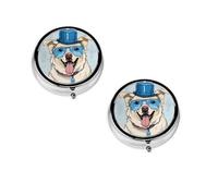 French Bulldog Print pilldispenser, Round Organizer, 3 Compartment Small Case for Purse & Pocket, Portable Medicine Box for Travel