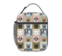 French Bulldog Print Portable Lunch Tote Reusable Meal Bag Keep Food Fresh School Work Travel Picnic