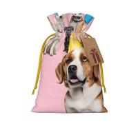 French Bulldog Print Print Christmas Burlap Drawstring Gift Bags Reusable Gift Bags, Holiday Packaging With Rustic Charm