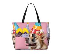 French Bulldog Print Print Large Capacity Beach Travel Bag, Waterproof Beach Tote Bag with Zip and Pocket, Tote Bags for Traveling, Shopping, Pool