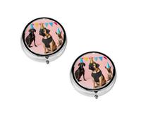 French Bulldog Print Print pilldispenser, Round Organizer, 3 Compartment Small Case for Purse & Pocket, Portable Medicine Box for Travel