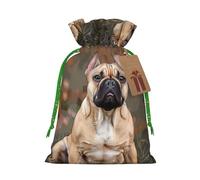 French Bulldog Print Printed Christmas Drawstring Gift Bags-Xmas Wrapping Bags,Candy Bag,For Holiday Party Decorations,Wedding Party Supplies M Green Christmas Ribbon
