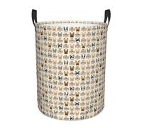 French Bulldog Print Round Laundry Hamper Storage Basket Bedroom Daily Home Laundry Sorting Storage