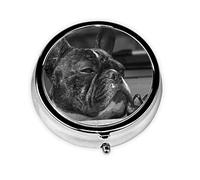 French Bulldog Print Round Pill Organizer 3 Compartment Pill Box Portable Medicine Pill Case for Outdoor Travel