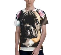French Bulldog Print Short Sleeve Crew Neck T-Shirt Fashionable Casual Summer Comfortable Everyday Use Black