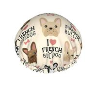 French Bulldog Print Shower Essentials Bonnet For Women, Large Washable Elastic Band Bath Hair Wrap Shower Cap