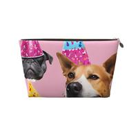 French Bulldog Print Travel Makeup Bag Cosmetic Toiletry Bag Wash Bag Multifunctional Storage with Zipper for Women Girls Gold