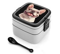 French Bulldog Printed Bento Box Leakproof Double Layer Lunchbox for Office Reusable Meal Prep Container