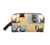 French Bulldog Printed Cosmetic Case with Handle, Lightweight Compact Storage for Makeup, Toiletries & Gadgets, Make up Organiser for Travel, School, Work