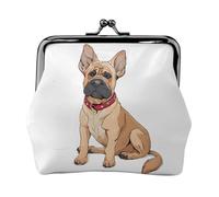 French Bulldog Printed Full Double-Sided Printed Pattern Women's and Girls' Fashionable Leather Kiss Lock Coin Purse Card Bag